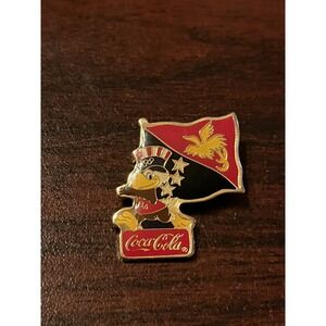 Vintage 1984 LA Olympics Coca Cola Sam‎ Eagle Papua New Guinea Flag Lapel Pin